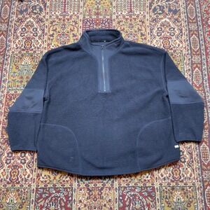 VTG 90s Mens Navy Blue Military Fleece Quarter Zip Pullover Jacket Outerwear L